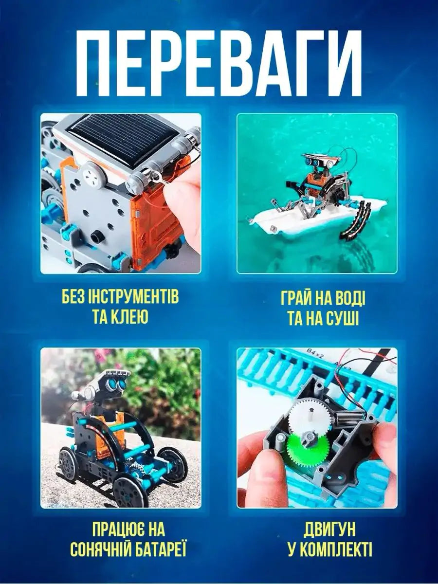 Конструктор Solar Robot 13-в-1 на Сонячних Батареях | STEM Навчальний Набір для Дітей | Робот DIY - Nekasell