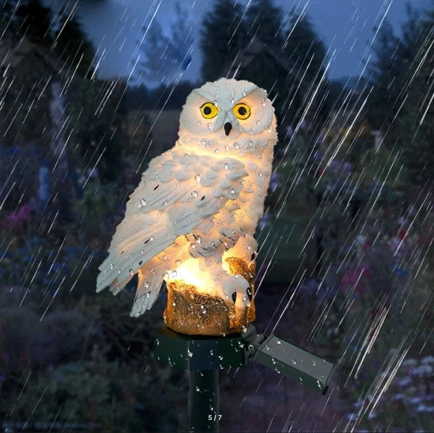 Садовий Світильник Сова на Сонячній Батареї (Білий, 45 см): Вуличний Декоративний Ліхтар для Саду - Nekasell