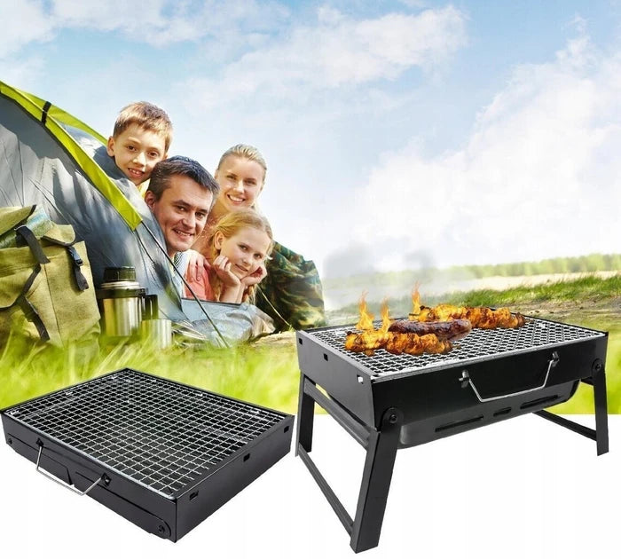Переносний складаний мангал для барбекю 43х29 см | Туристичний мангал BBQ з решіткою гриль | Компактний "чемоданчик" - Nekasell