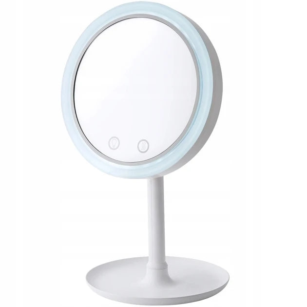 Кругле косметичне дзеркало з LED підсвічуванням та вентилятором Beauty Breeze Mirror | Настільне дзеркало для макіяжу зі збільшенням - Nekasell