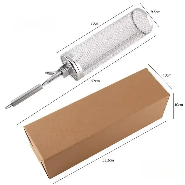 Роликовий кошик-гриль (решітка) для мангалу та барбекю GRIL | Для овочів та м'яса | З ручкою та щіткою - Nekasell