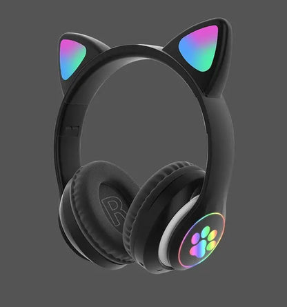 Дитячі бездротові навушники "Котячі вушка" | Bluetooth, з мікрофоном та LED-підсвіткою