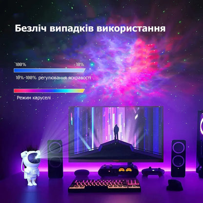 Лазерний проектор Зоряного неба «Астронавт»: Нічник для дітей та дорослих | Проектор галактики ASTRONAUT з пультом - Nekasell