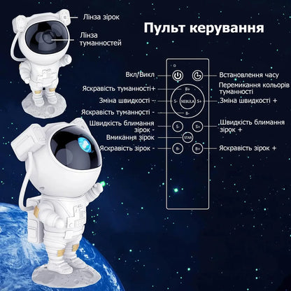 Лазерний проектор Зоряного неба «Астронавт»: Нічник для дітей та дорослих | Проектор галактики ASTRONAUT з пультом - Nekasell