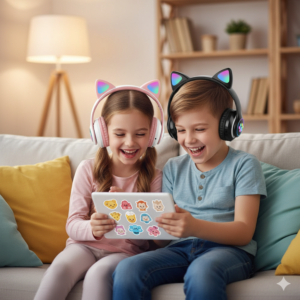 Дитячі бездротові навушники "Котячі вушка" | Bluetooth, з мікрофоном та LED-підсвіткою