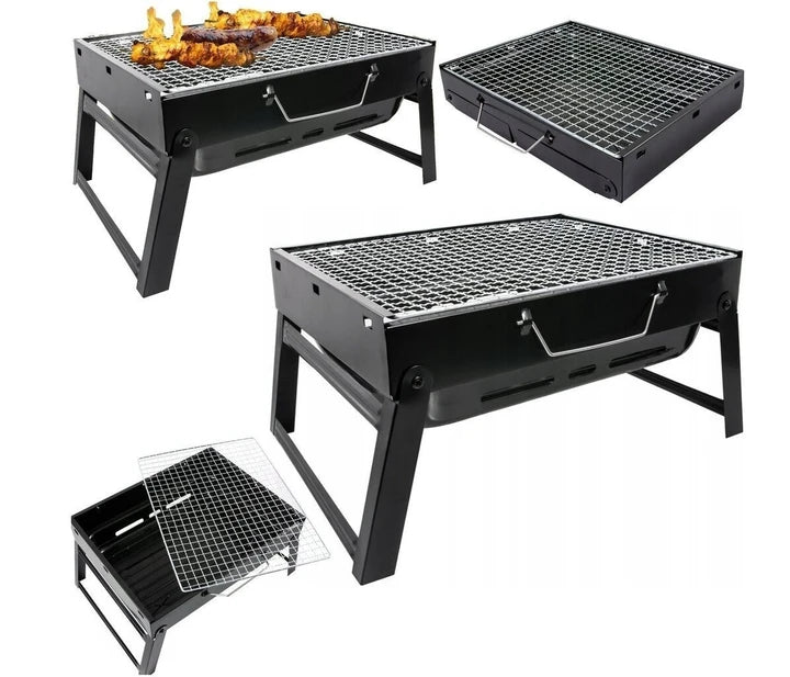 Переносний складаний мангал для барбекю 43х29 см | Туристичний мангал BBQ з решіткою гриль | Компактний "чемоданчик" - Nekasell