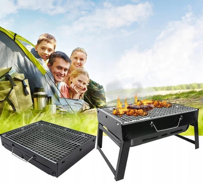 Переносний складаний мангал для барбекю 43х29 см | Туристичний мангал BBQ з решіткою гриль | Компактний "чемоданчик" - Nekasell