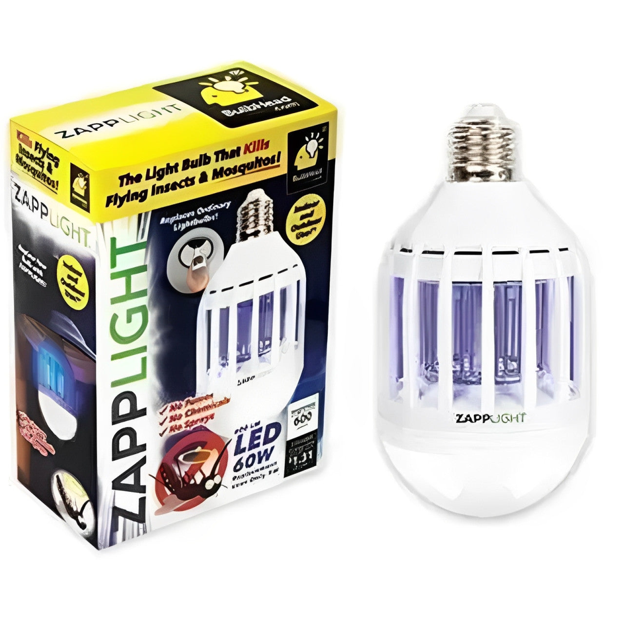 Лампа від Комарів Світлодіодна Zapp Light (E27, ~15W): LED Лампа-Пастка 2в1 від Комах - Nekasell