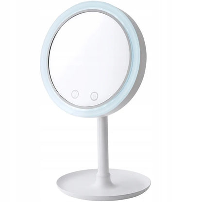 Кругле косметичне дзеркало з LED підсвічуванням та вентилятором Beauty Breeze Mirror | Настільне дзеркало для макіяжу зі збільшенням - Nekasell
