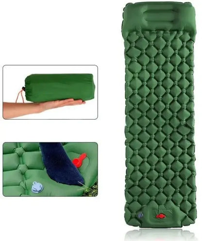 Надувний туристичний каремат (килимок) 190х60х5 см з подушкою та ножним насосом