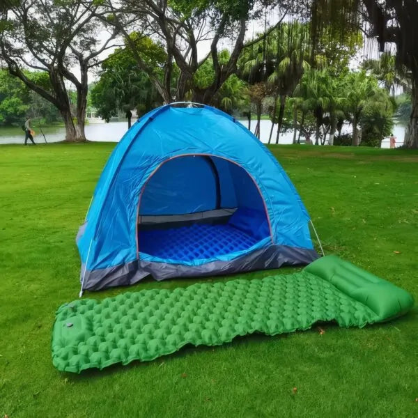 Надувний туристичний каремат (килимок) 190х60х5 см з подушкою та ножним насосом