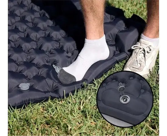 Надувний туристичний каремат (килимок) 190х60х5 см з подушкою та ножним насосом